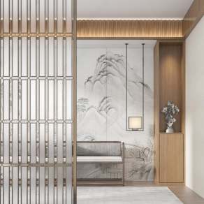 新中式隔断3D模型下载